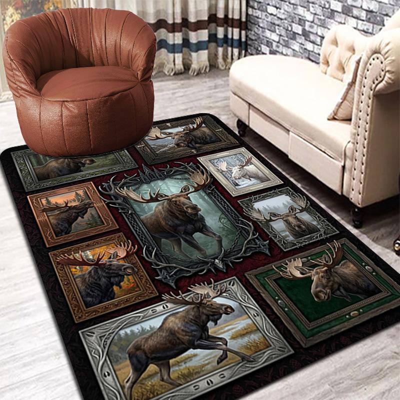 Moose Collection Pattern Rug Floor Mat for Living Room or Bedroom Soft and Comfortable Carpet a Gift for Birthday and Holiday.