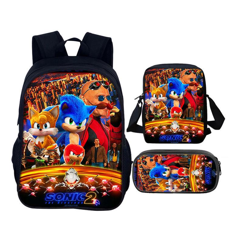 Sonic The Hedgehog 2 Book Bag Set With Waterresistant Polyester For School And Travel