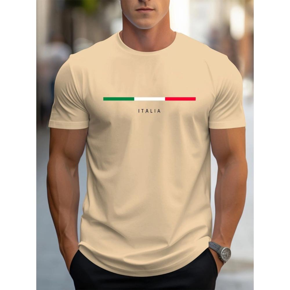 Men s summer polyester fabric fashionable casual loose T-shirt top XS