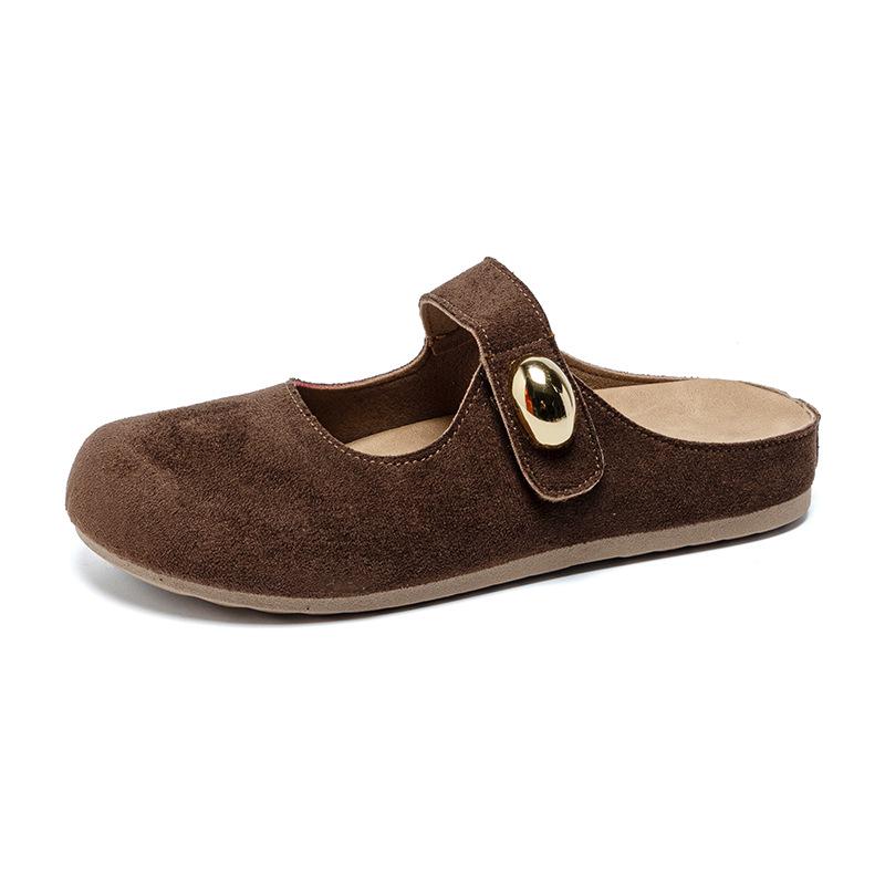 Versatile Women's Closed-Toe Retro Mules with Thick Soles - 2026 Spring Slip-On Casual Shoes