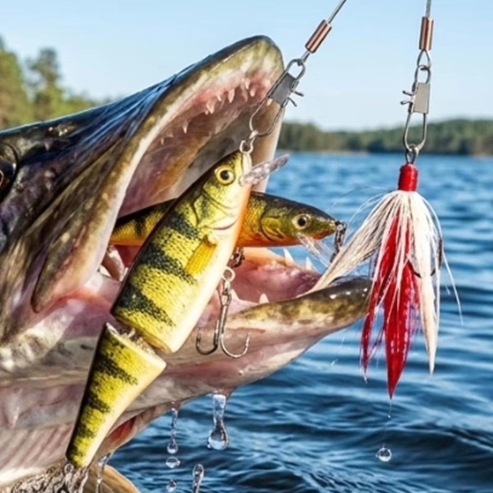 6pcs Fishing Wire Fishing Leader Rigs Stainless Steel Fishing Rigs with Snap Lures