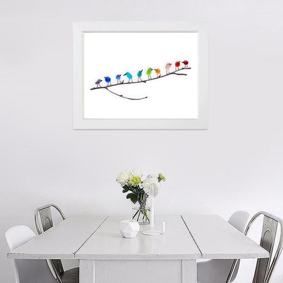 Sea Glass Rainbow Birds Decoration Standing on The Branch Cute Min Colorful Resin Bird Wall Art Ornament Living Room Bedroom Home Decor