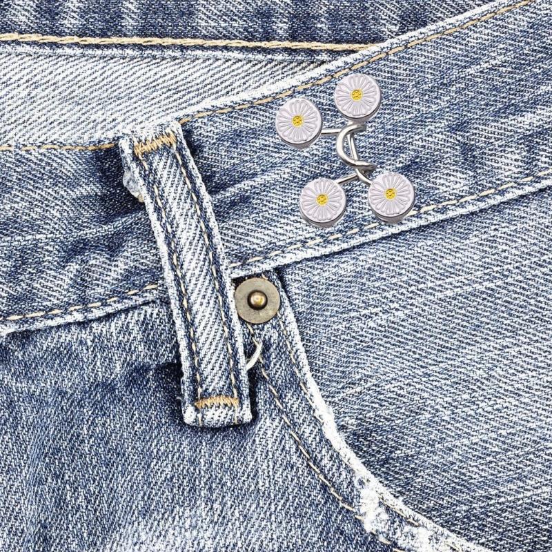 Metal Button Pins Jeans Waist Tightener Adjustable Trouser Button Pin Waist Buckle Detachable Jeans Button Pins