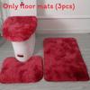 Non Dye Tie Slip Mat Fluffy Plush Bathroom Toilet Seat Cover Carpet 3 Piece Set