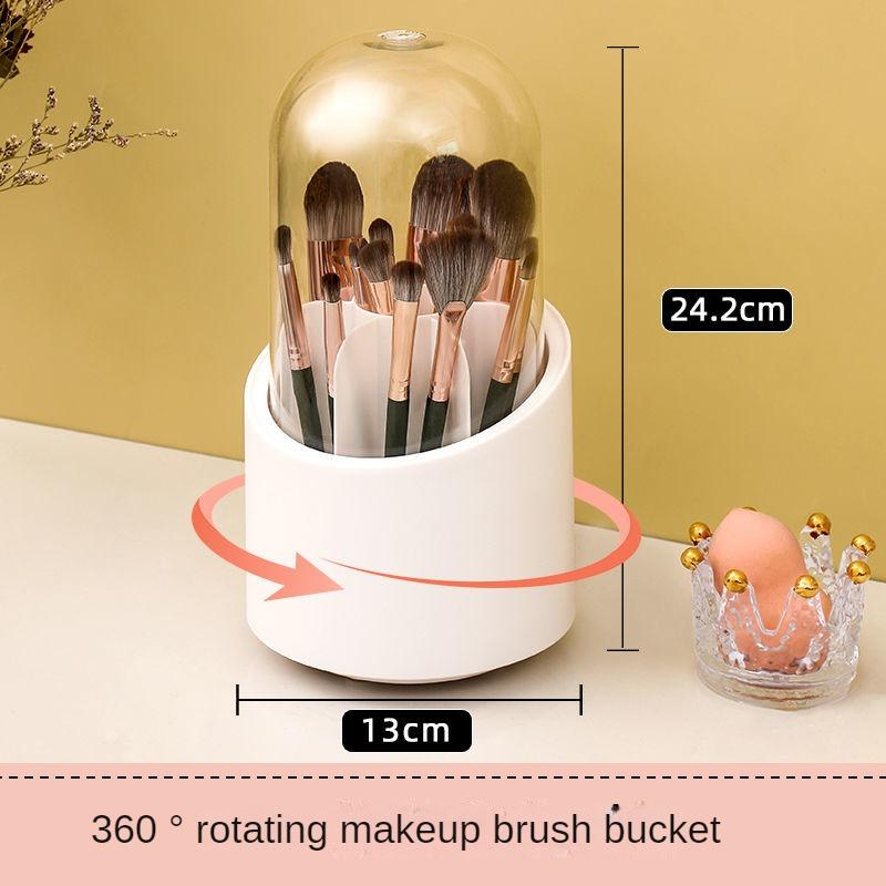 

Вращающееся на 360 градусов ведро для хранения косметических кистей, пылезащитный держатель для ручек, кисть для макияжа, настольный ящик для хранения, контейнер для хранения карандашей для бровей, губной помады белый