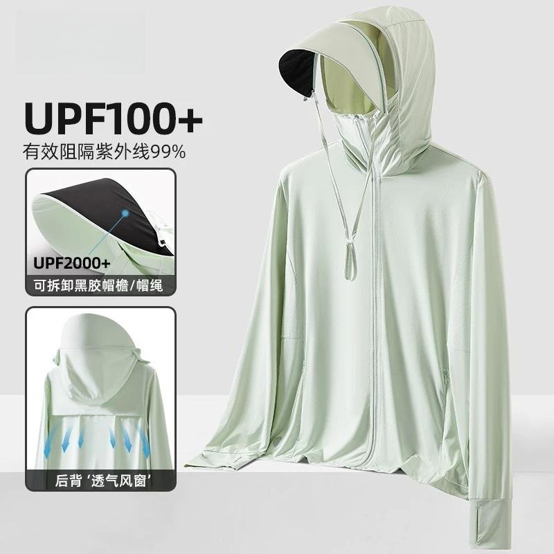 UPF100 + Couple Ice Silk Sunscreen Clothing Women's Summer Skin Clothing Men's Breathable Sunscreen Clothing Ice-sensitive UV Protection Outdoor