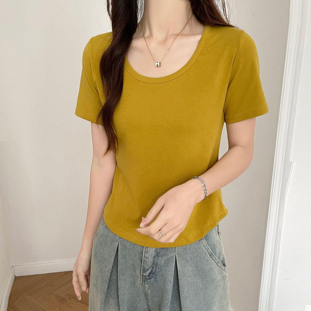 Women's 2026 Spring/Summer Loose Fit Pure Cotton Short Sleeve Round Neck T-shirt