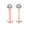 Pack of 6 16G Crystal CZ Lip Ring Internally Threaded Labret Tragus Nail Piercing Jewelry Bar Length 8 Mm