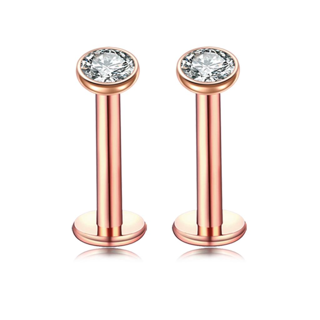 Pack of 6 16G Crystal CZ Lip Ring Internally Threaded Labret Tragus Nail Piercing Jewelry Bar Length 8 Mm