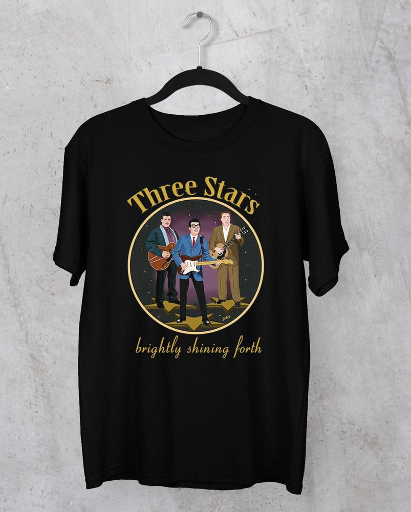 Three Stars Buddy Holly Ritchie Valens The Big Bopper Black Shirt XA189 Unisex T-Shirt L