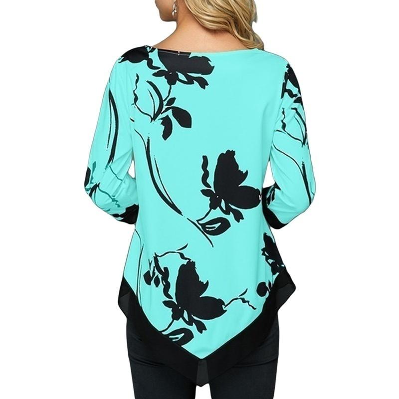 2021 New Women's Fashion 3D Printing Long Sleeve Crew Neck T-shirt Loose Casual Shirt Women's Social Wear