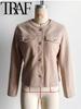Women's European & American Style Pocket Decor Short Cardigan for Autumn & Spring