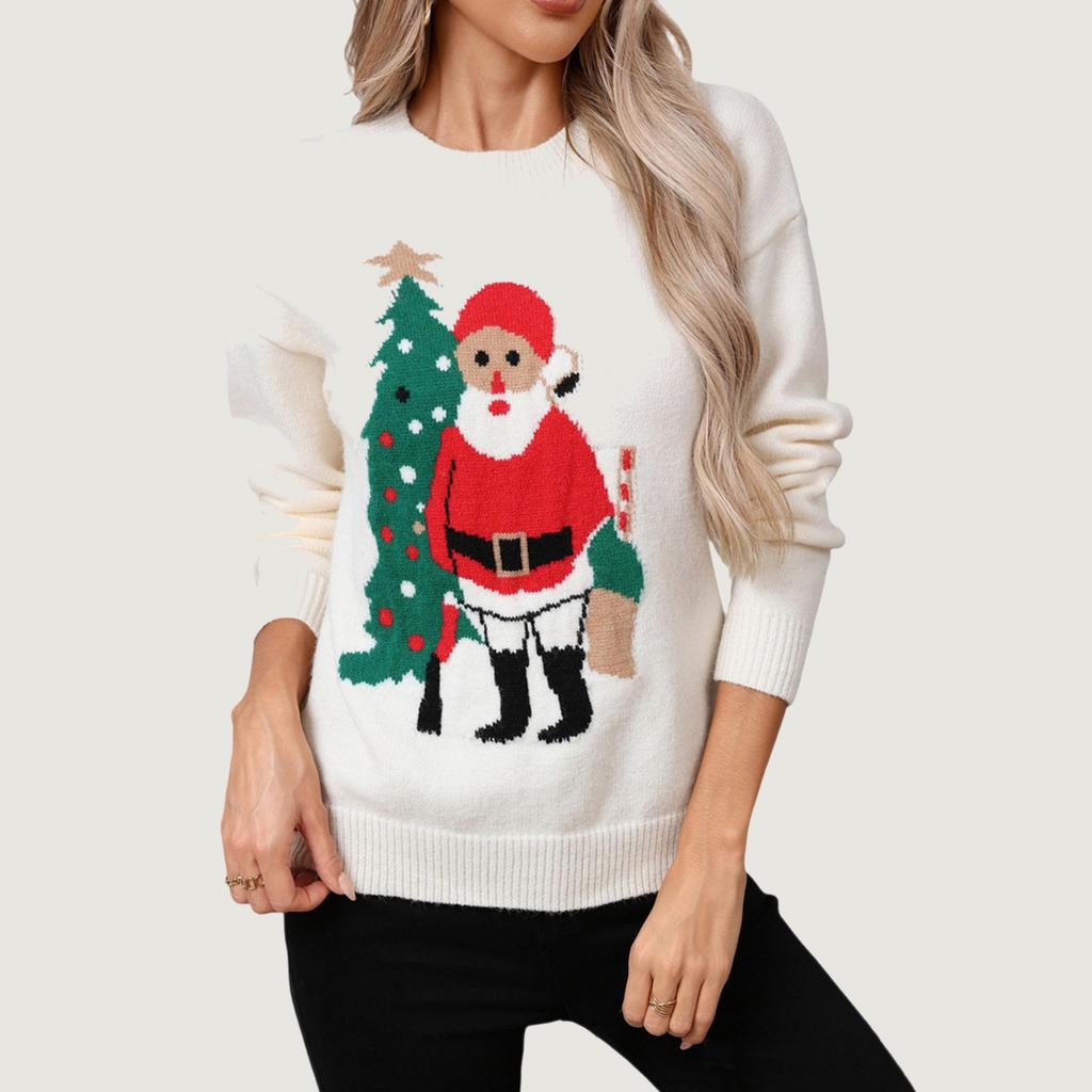 Womens Sweaters Long Sleeve Fall Soft Lightweight Knit Loose Sweater Tops Christmas