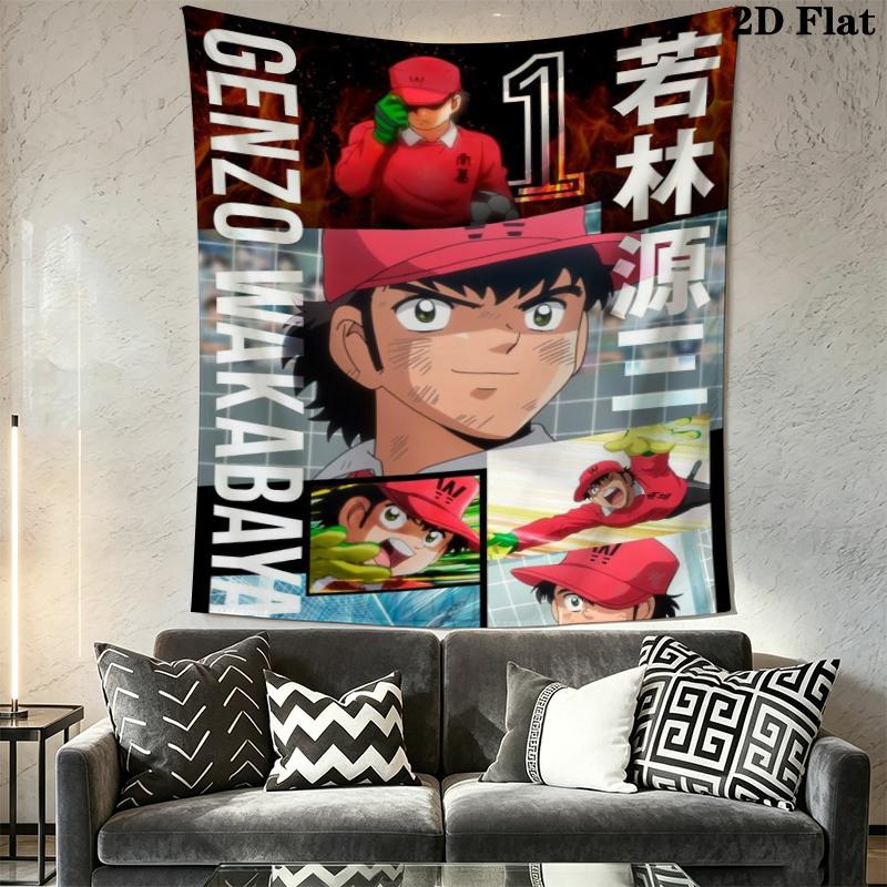 Captain Tsubasa Wall Tapestry Aesthetic Wall Hanging Printed Fabric Blanket Decorative Tapestries for Bedroom Living Room Home Decor