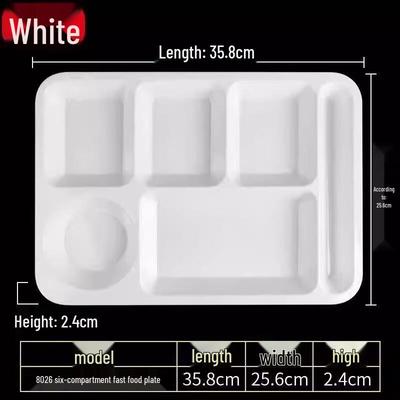 Melamine Rechthoekige Voedseltray met 6 Vakken