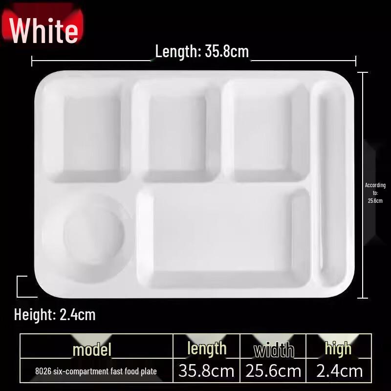 Melamine Rectangular 6-Compartment Food Tray