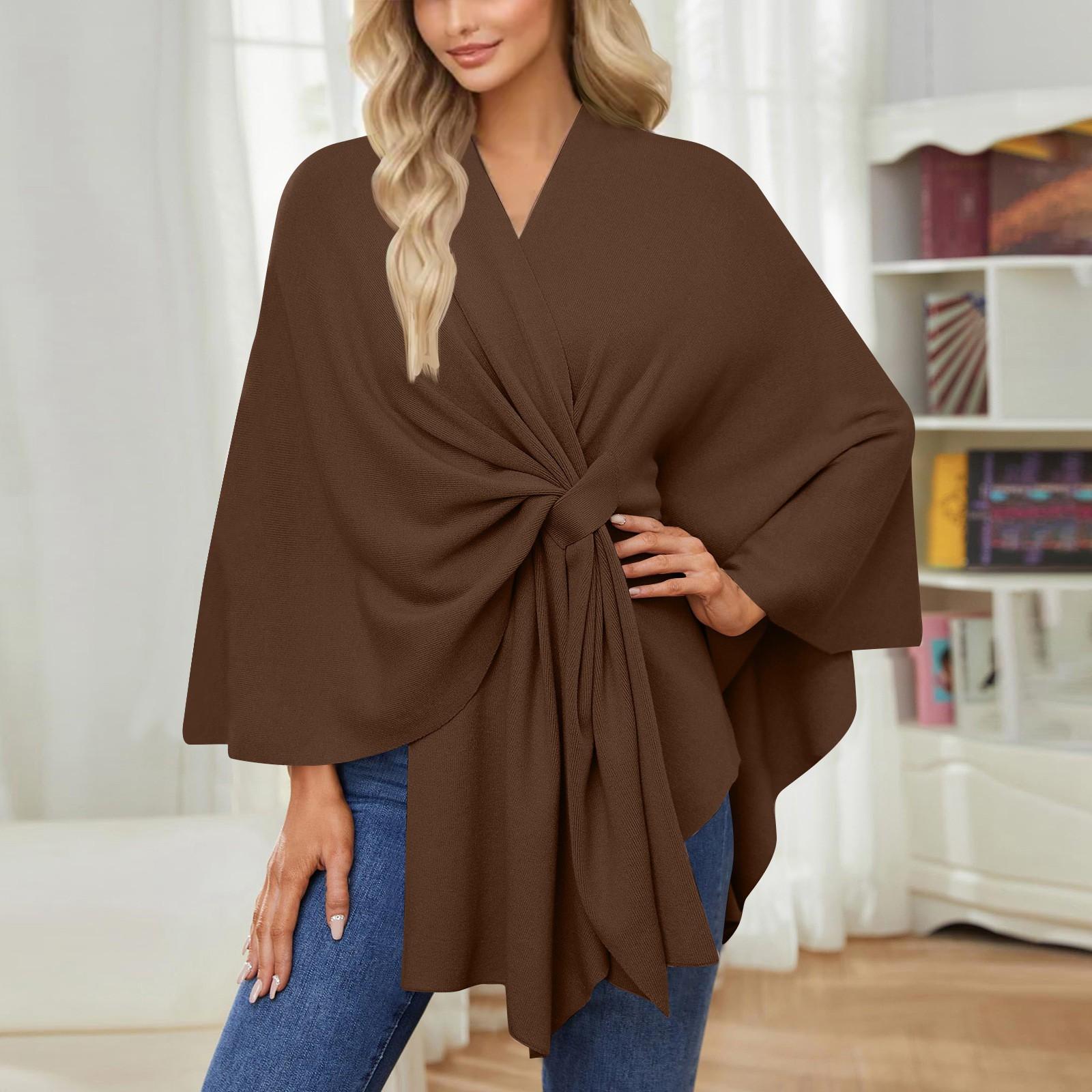 Garbword Elegante sjaalwikkels voor dames, zachte open voorkant trui voor lente, herfst en winter One Size koffie