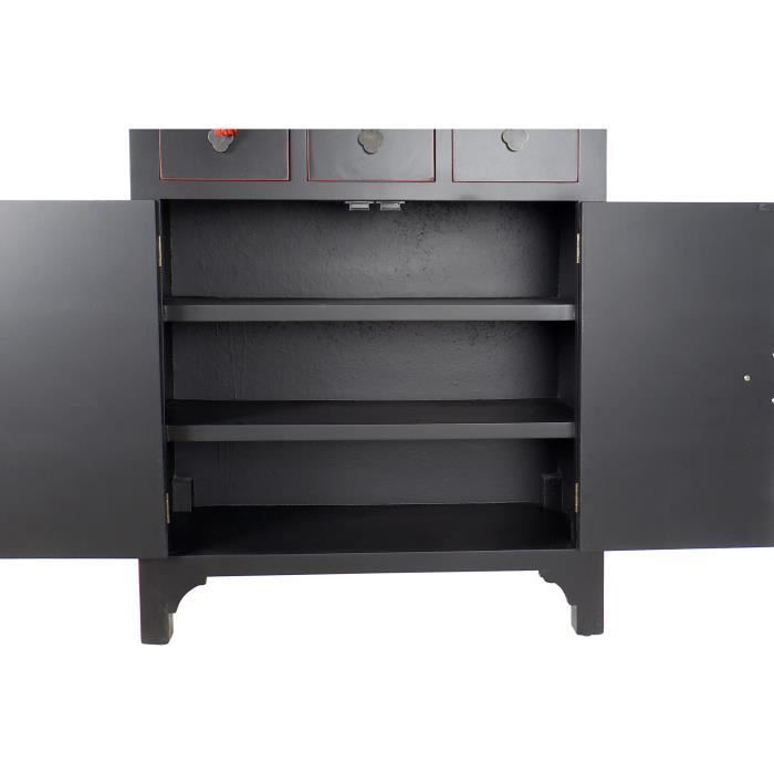 Caisson À Tiroirs - Oriental - Sapin Bois MDF - 6 Tiroirs - 63 X 27 X 101 Cm - Blanc