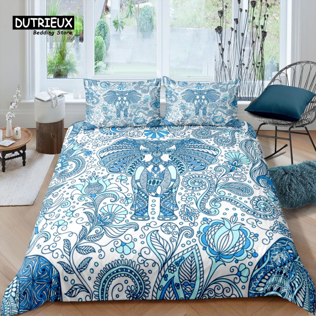 Home Living Luxury 3D Elephant Bedding Set Comfortable Duvet Cover Set Pillowcase Bedding Set Queen and King EU/US/AU/UK Size