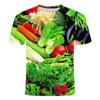 Summer New 3D Printed Top Personalized Creative Fruit and Vegetable T-shirt Funny Abstract Round Neck Short-sleeved Shirt Clothes