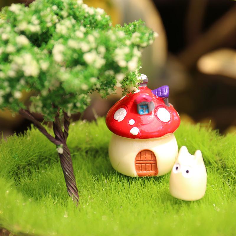 Moss Micro Landscape: Succulent & Mushroom House Ornament for DIY Miniature Gardens
