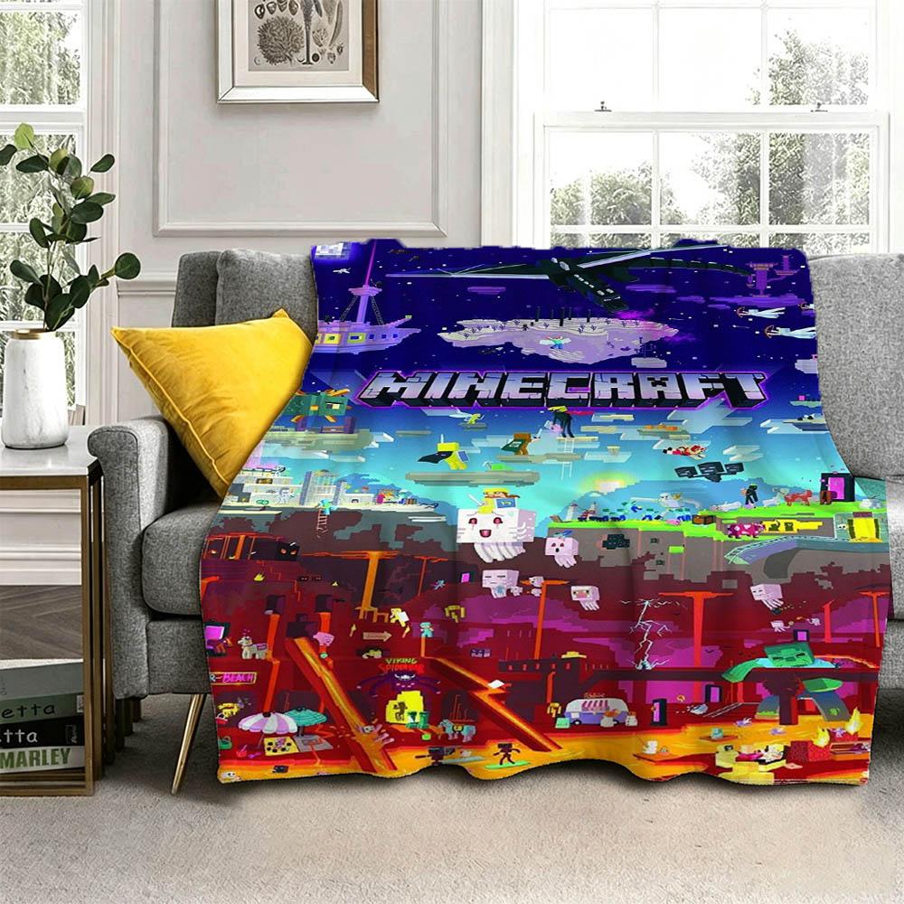 Movie M-Minecrafts Cartoon Game 2026 Retro Flannel Blanket Soft Throw Blanket Art For Home Decor Bedroom Bed Sofa Picnic Gifts
