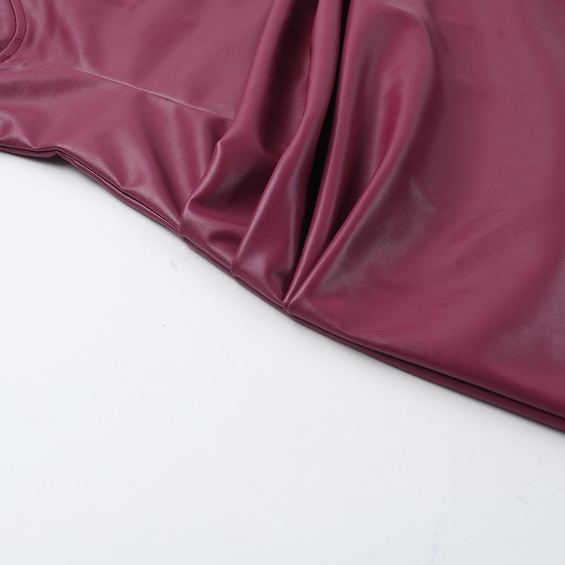 Dámské sexy šaty maxi bez ramínek z PU kůže Módní šaty bez rukávů s odhalenými rameny, plisované, slim, elegantní, společenské, večerní šaty