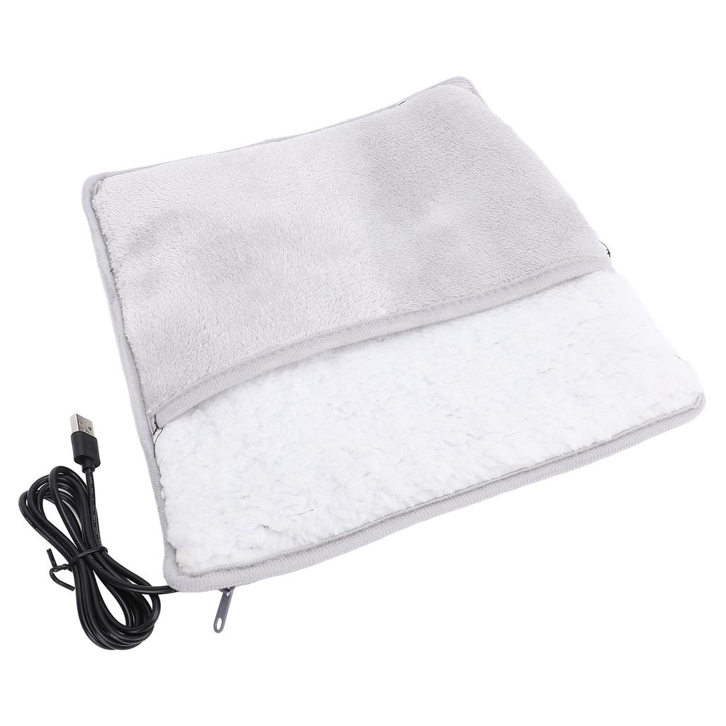 Electric Foot Warmer Grey USB Fast Heating Flannel Electric Feet Heating Pad for Home Travel