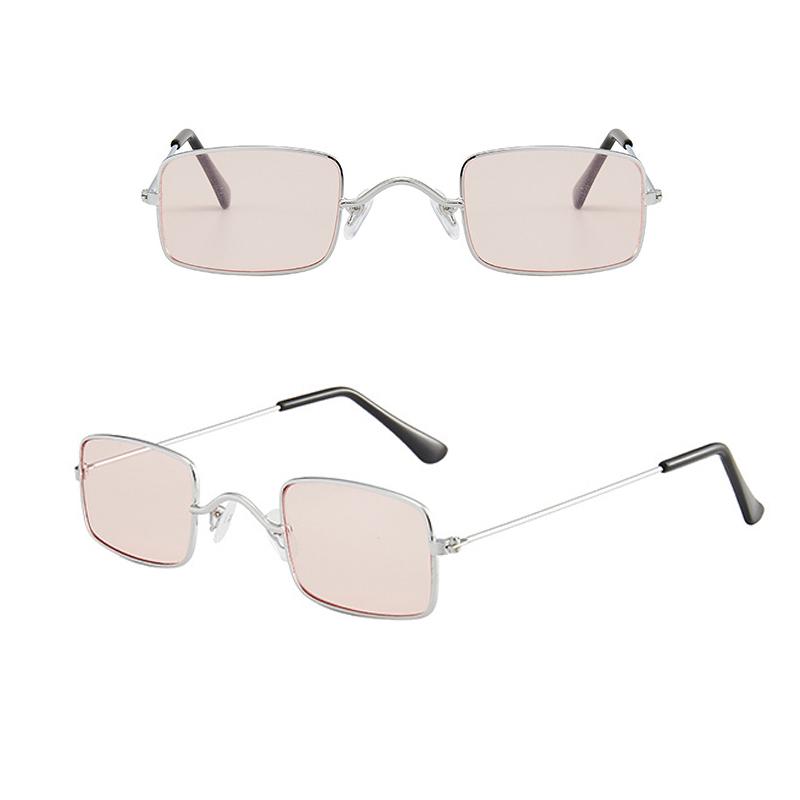 Square Womens Sunglasses Alloy Metal Small Frame Clear Single Bridge Men's Sun Glasses Vintage Chic Female Shades Red Yellow