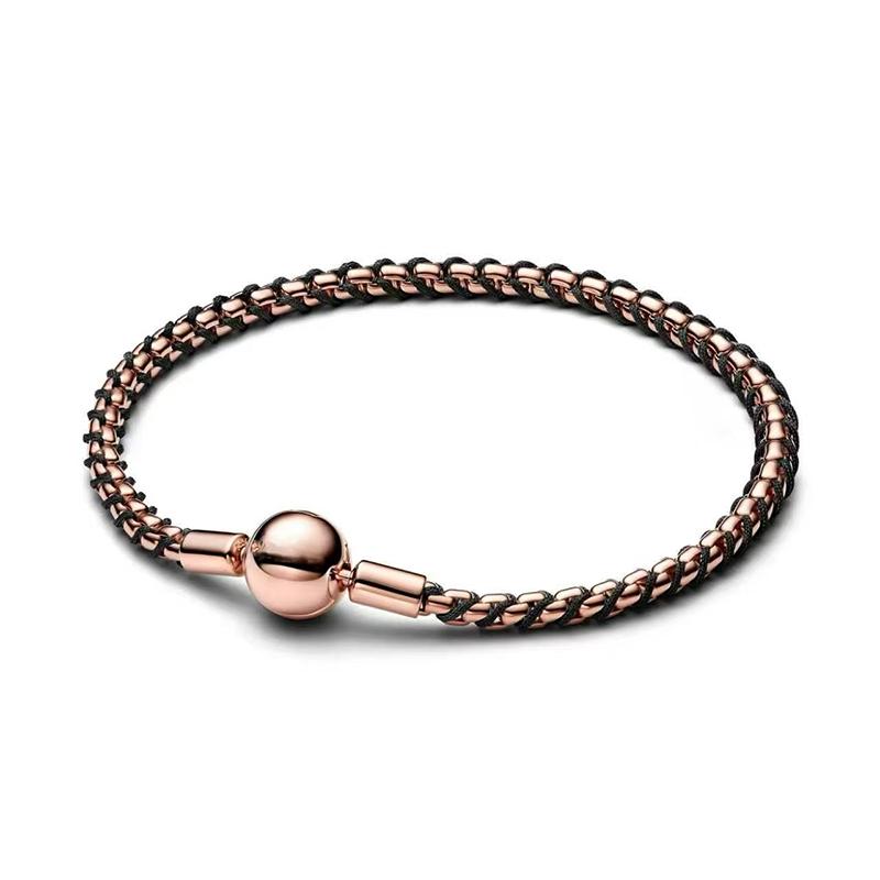 Neues 925er Silberfarbenes Seil-Kastenketten-Armband geeignet für Damen Sommer Charm-Anhänger DIY Modeschmuck