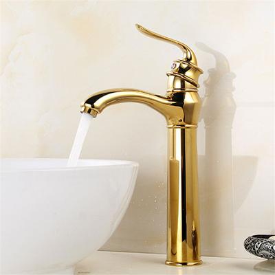 Tuqiu Gold Bathroom Faucet Total Brass Basin Faucet Hot and Cold Sink Faucet Deck Mounted Toilet Mixer Water Tap