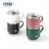 Tyeso Stainless Steel Coffee Mug Durable Desktop Office Mug with Handle and Clear Lid Ideal for Hot Beverages and Everyday Use