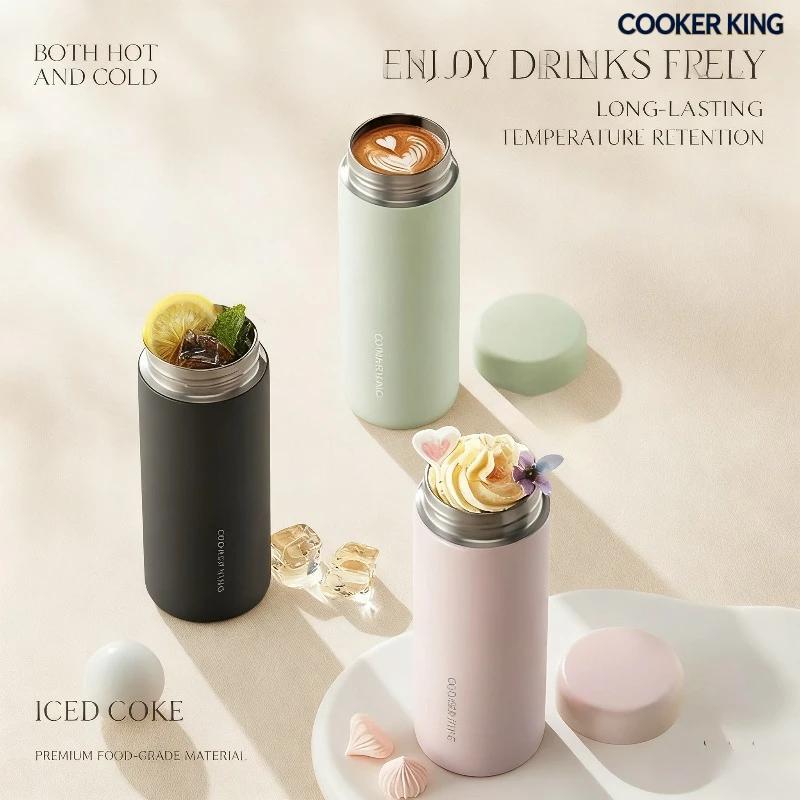 COOKER KING 360ml Vacuum Flasks Stainless Steel Water Cup Simple Thermal Coffee Mug Portable Tea Cup Water Bottle Bicycle