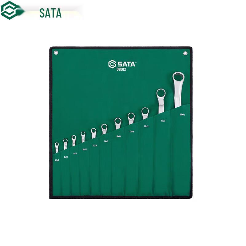 SATA 08012 11-Piece Double Ring Wrench Set Assorted (Below 2 Inch)