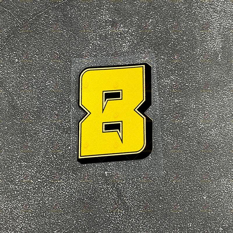 1 Stück Motorräder Goldene Zahlen Aufkleber Wasserdicht für Motorradhelm Verkleidung Kraftstofftank Topcase Roller Universelle Vinyl Aufkleber