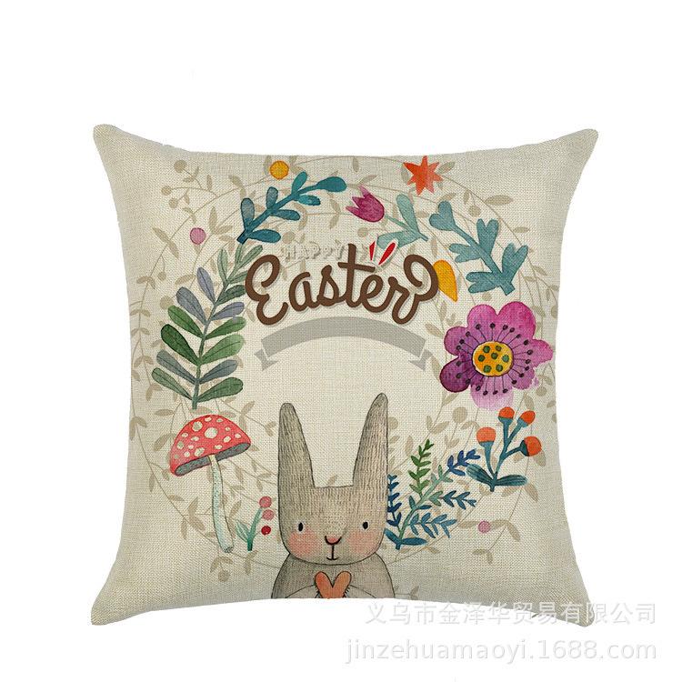 Watercolor Bunny Egg Easter Pillow Cover Nordic Office Sofa Polyester Cushion Cover Home Furnishings