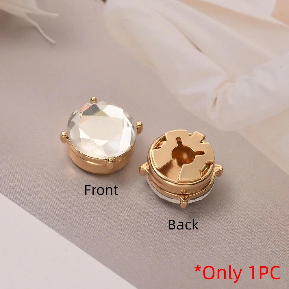 Brass Base Flower Sleeve Button Rhinestone Button Cover Clip  Suit Accessories