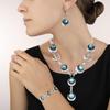 Swiss Blue Quartz Gemstone Women's Unisex Jewelry Necklace Set 18-20''