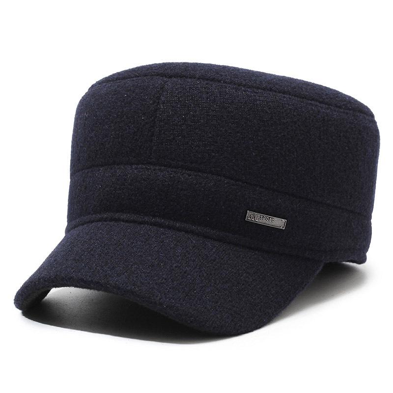 

Теплая хлопковая шапка для мужчин среднего и пожилого возраста с защитой ушей, шляпа с плоским верхом, для пожилых людей, толстая шерстяная шапка с плюшем, защита от холода, кепка с козырьком Adjustable