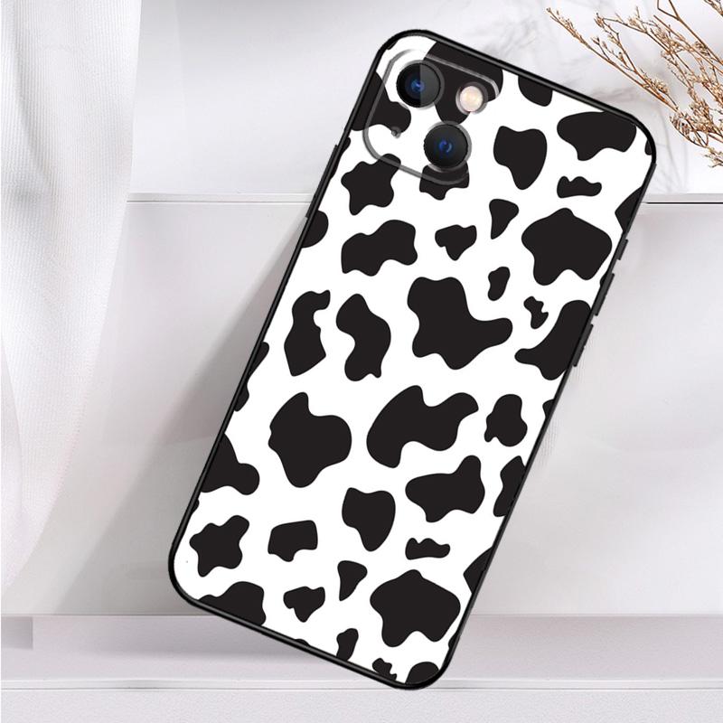 White Black Cow Print Shockproof Case For iPhone 17 15 16 Pro Max 11 14 Plus 12 13 Mini 16e 17 Air Phone Cover