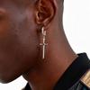 Vnox Stainless Steel Black Onyx Sword Huggie Hoop Earrings Punk Rock Dangle Earring for Men Women Couples Trendy Gothic Jewelry