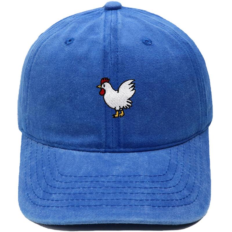 Fun Cock Embroidered Baseball Cap Animal Washed Vintage Daddy Hat Men's and Women's Casual Outdoor Sun Hat