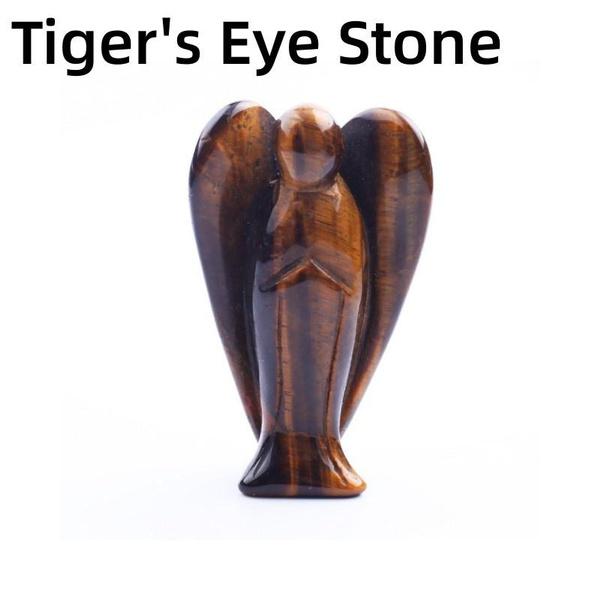 Statue d'ange de 1,5 pouce en pierre sculptée en cristal de jade naturel, statue de guérison Reiki, décoration de la maison, pièces de sculpture d'ange en cristal, cadeaux artisanaux