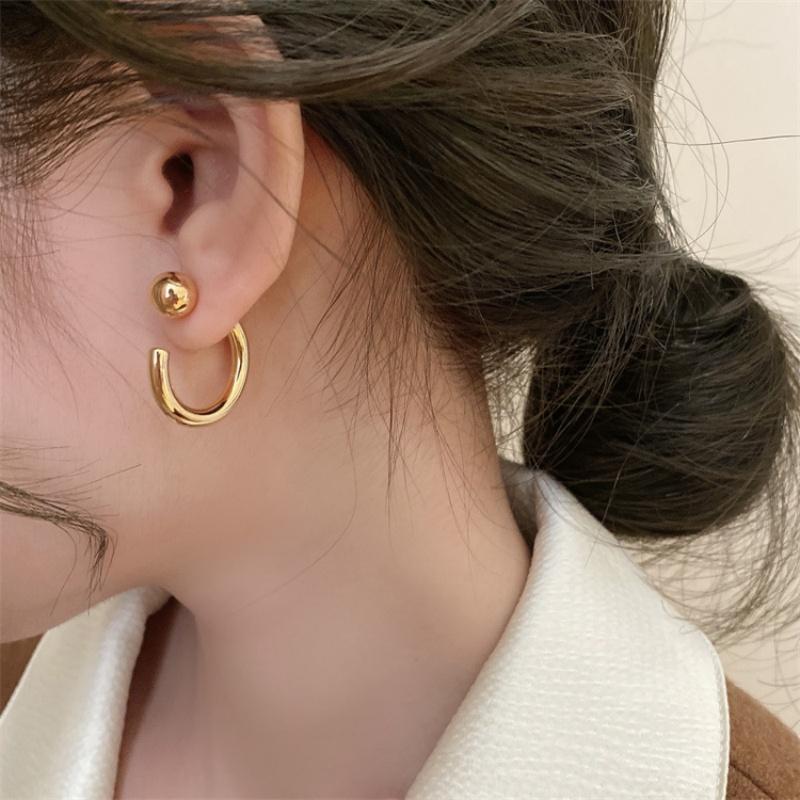 Vintage Half Round Hoop Earrings For Women New Trendy Metal C- Shaped Geometric Earrings Casual Jewelry Accessories Gifts