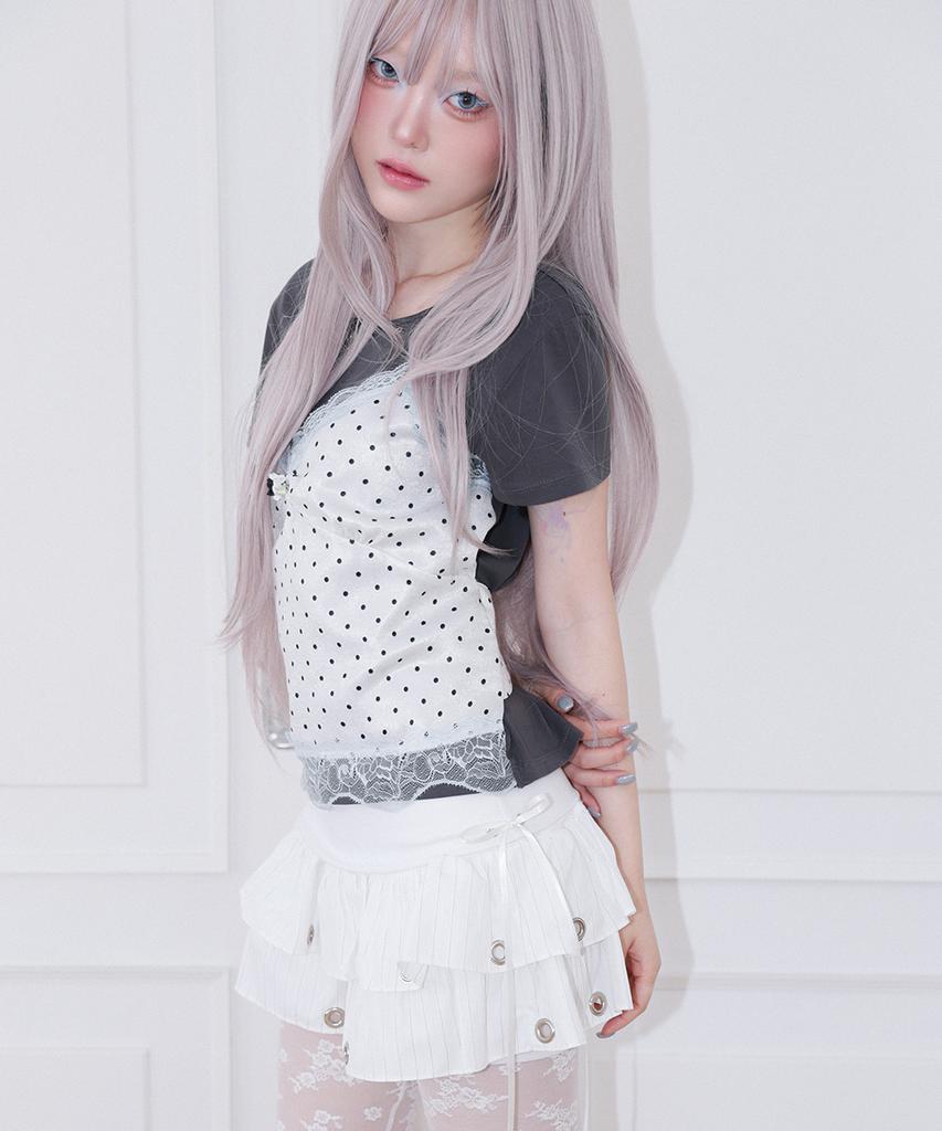 Chelikwili Soft Punk Eyelet Skirt - White