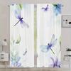 2Pcs Elegant Dragonfly & Floral Blackout Curtains - 35X90In, Polyester Room Drapes For Living Room & Bedroom, 21, 65X59/ 41, 34X