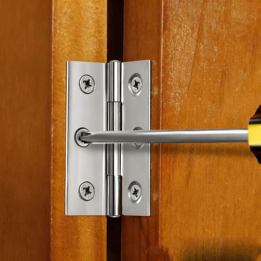 [2-inch (6-hole)] Stainless Steel Hinge For Wooden Box Furniture, Cabinet Door Hinge, Luggage,  Window, Pet Cage Accessory, Flat-opening Small Hinge