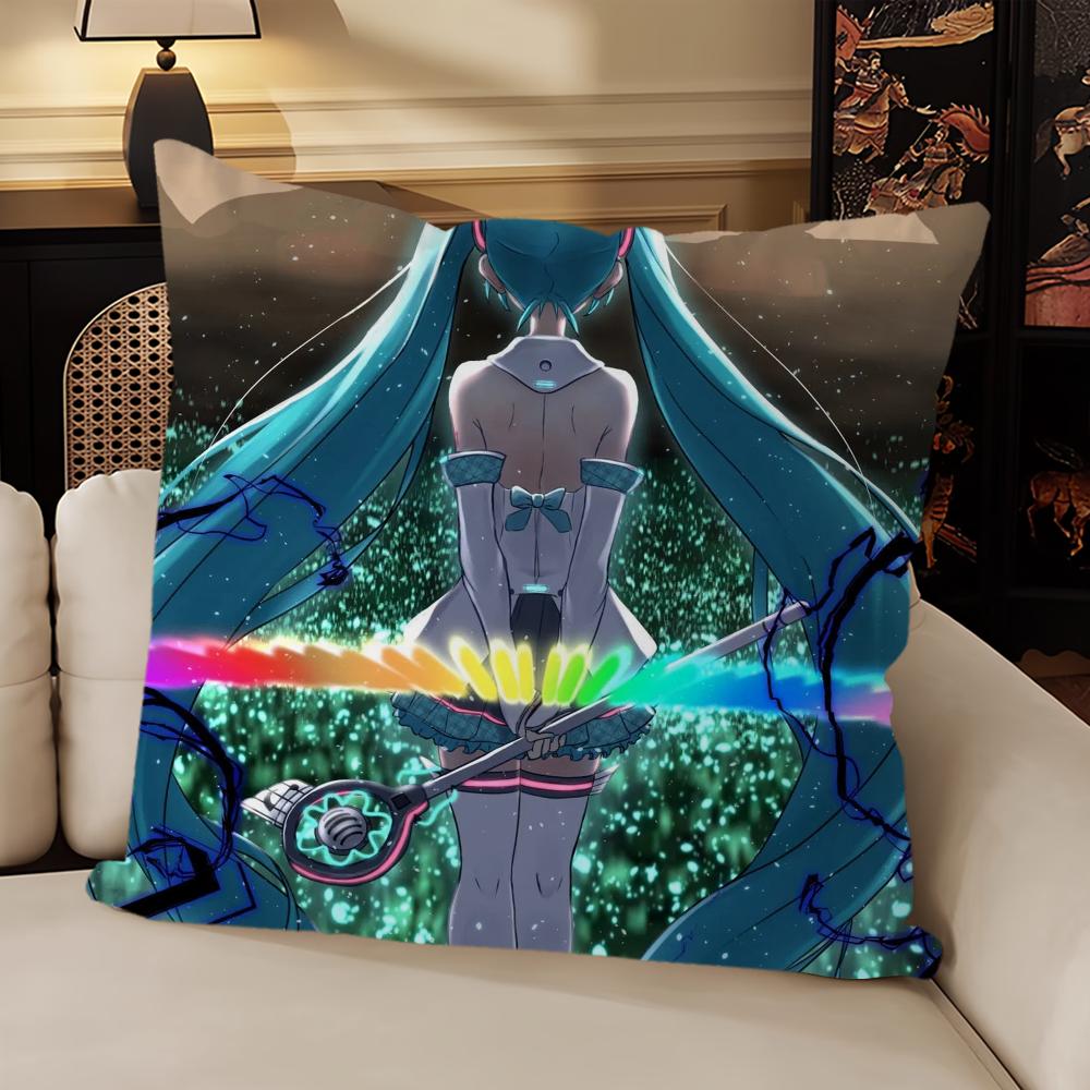 Klassischer Spielkissenbezug Sofa Wohnzimmer Schlafzimmer Kopfteil Rückenlehne Kissen Quadratisches Kissen H-Hatsune Mädchen M-Miku Nickerchenzeit