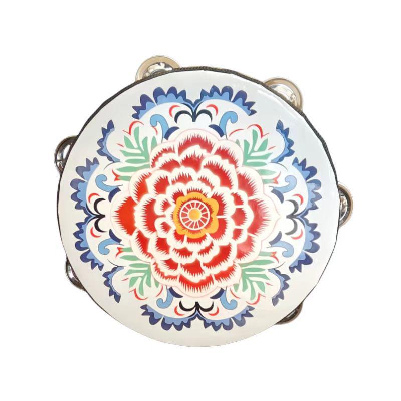 Children's Professional Percussion Instrument: 6, 7, 8 Inch Hand Drum, Jingle Tambourine for Dance & Exam