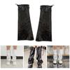 Women Harajuku Shinning Metallic Leg Warmer with Drawstring Flared Long Socks Grunge Baggy Loose Foot Cover Streetwear